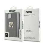 DKNY PU Leather Stack Logo Wrist Strap Brown Kryt iPhone 14