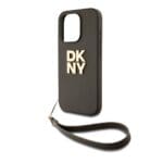 DKNY PU Leather Stack Logo Wrist Strap Brown Kryt iPhone 14 Pro