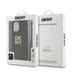 DKNY PU Leather Stack Logo Wrist Strap Brown Kryt iPhone 14 Pro