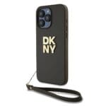 DKNY PU Leather Stack Logo Wrist Strap Brown Kryt iPhone 14 Pro Max