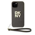 DKNY PU Leather Stack Logo Wrist Strap Brown Kryt iPhone 15