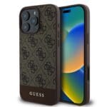 Guess PU 4G Stripe Brown Kryt iPhone 16 Pro Max