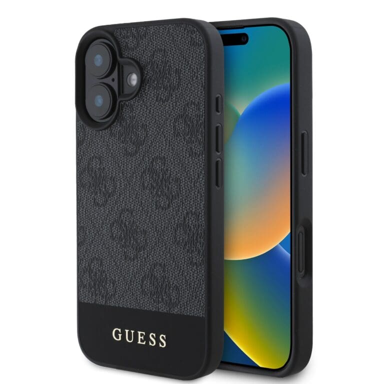 Guess PU 4G Stripe Grey Kryt iPhone 16