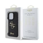 Guess PU Fixed Glitter 4G Metal Logo Black Kryt iPhone 16 Pro