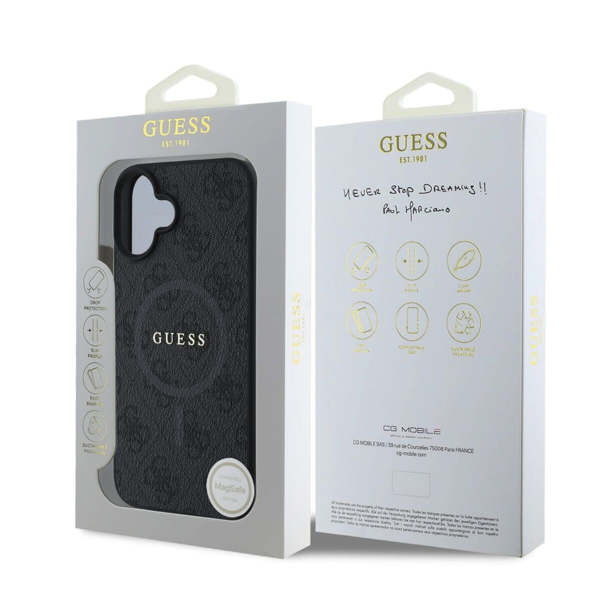 Guess PU Leather 4G Colored Ring MagSafe Black Kryt iPhone 16