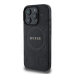 Guess Saffiano Peony Stamp MagSafe Black Kryt iPhone 16 Pro Max