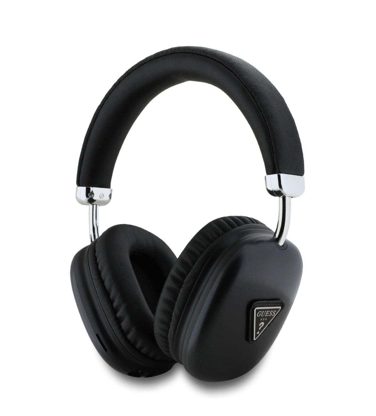 Guess Saffiano PU Leather Triangle Logo Wireless Headphones Black