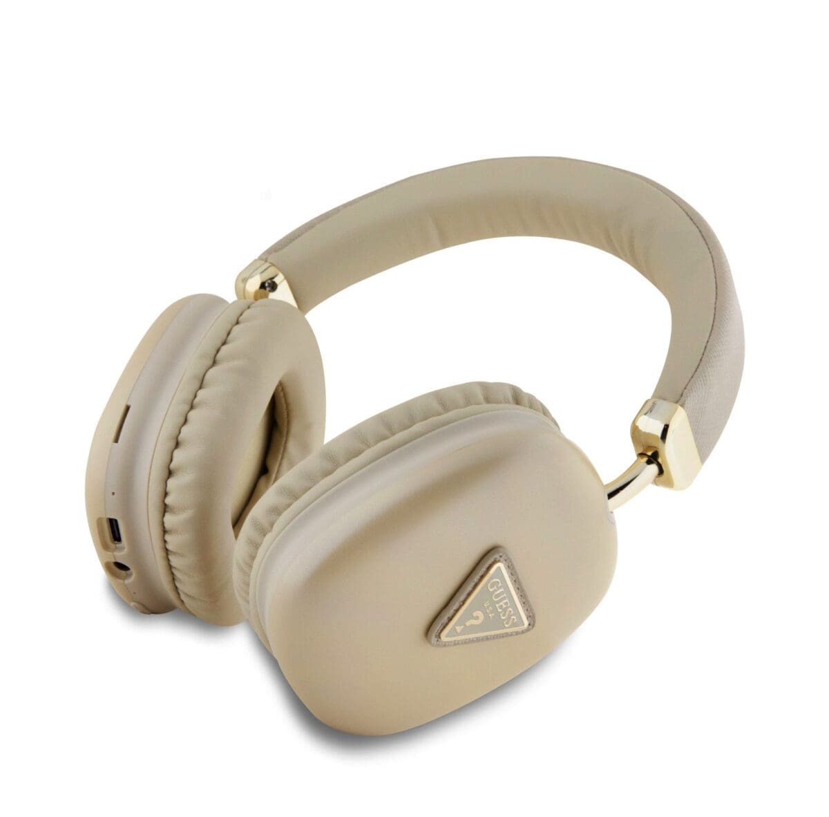 Guess Saffiano PU Leather Triangle Logo Wireless Headphones Gold