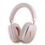 Guess Saffiano PU Leather Triangle Logo Wireless Headphones Pink