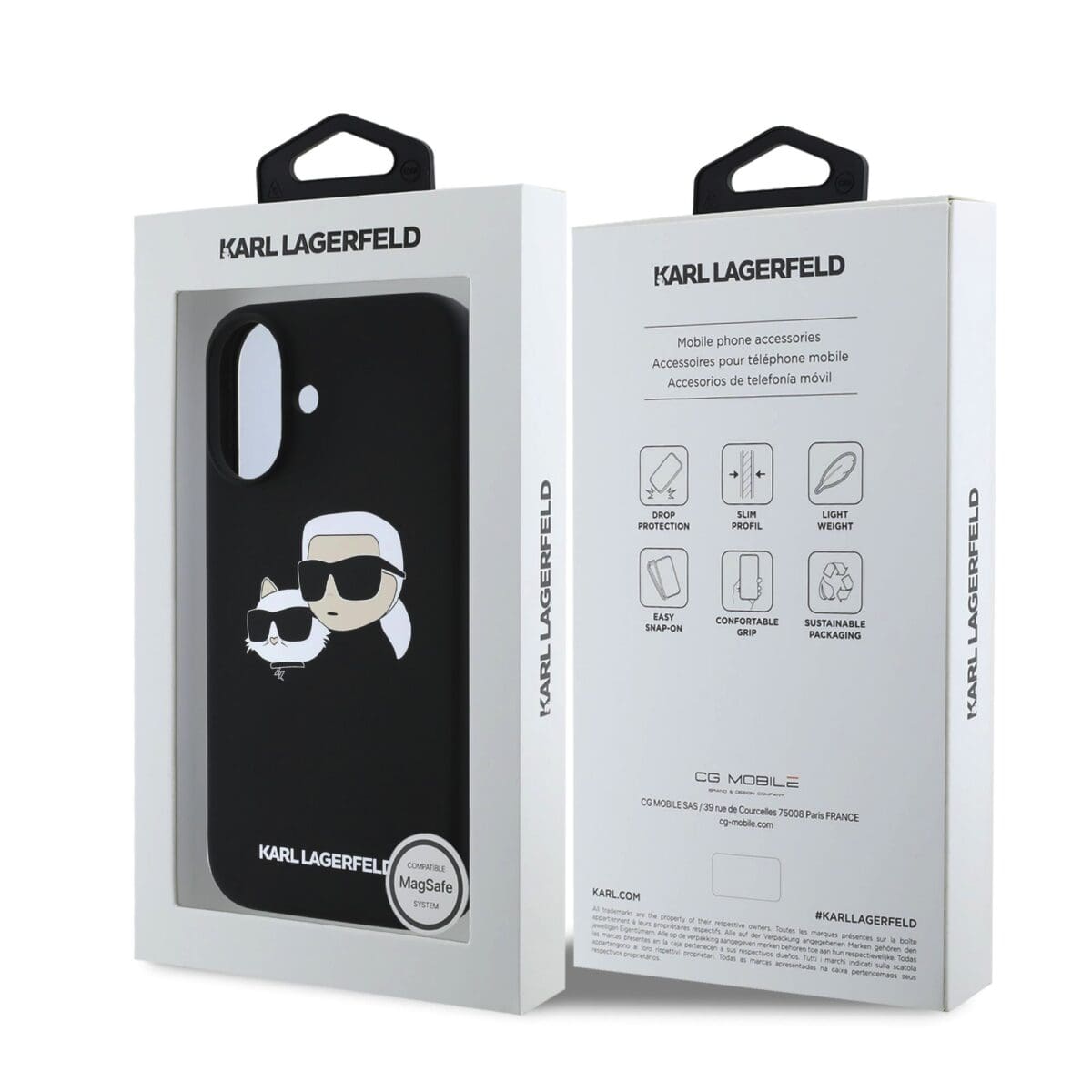 Karl Lagerfeld Liquid Silicone Double Heads MagSafe Black Kryt iPhone 16 Plus