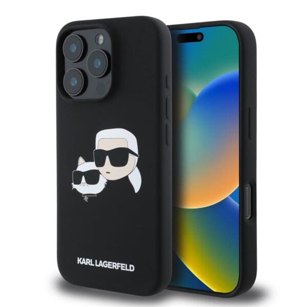 Karl Lagerfeld Liquid Silicone Double Heads MagSafe Black Kryt iPhone 16 Pro Max