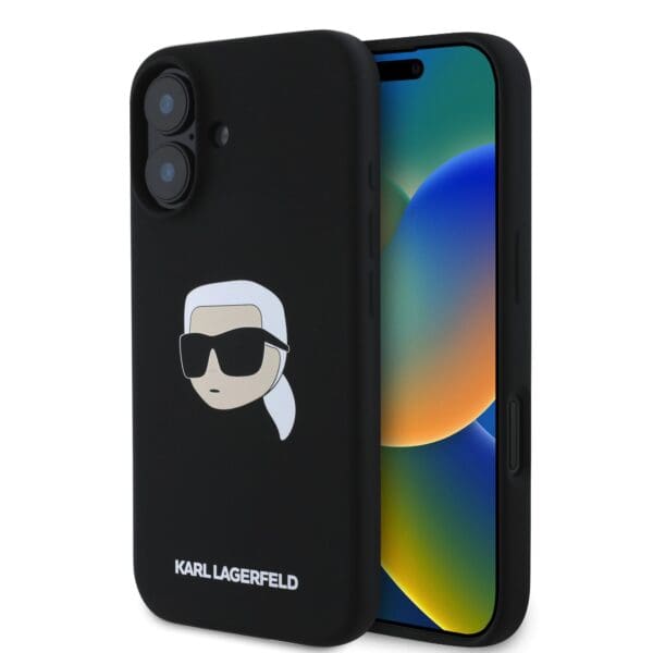 Karl Lagerfeld Liquid Silicone Karl Head MagSafe Black Kryt iPhone 16