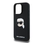 Karl Lagerfeld Liquid Silicone Karl Head MagSafe Black Kryt iPhone 16 Pro Max