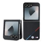 BMW M PU Carbon Tricolor Stripe Black Kryt Samsung Galaxy Z Flip 6