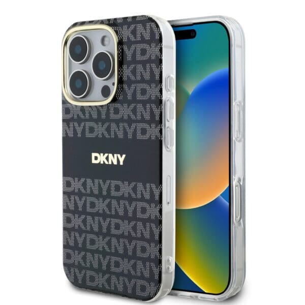 DKNY PC/TPU Repeat Pattern Tonal Stripe MagSafe Black Kryt iPhone 16 Pro Max