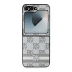 DKNY PU Leather Checkered Pattern and Stripe Beige Kryt Samsung Galaxy Z Flip 6