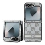 DKNY PU Leather Checkered Pattern and Stripe Beige Kryt Samsung Galaxy Z Flip 6