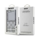 DKNY PU Leather Checkered Pattern and Stripe Beige Kryt Samsung Galaxy Z Flip 6