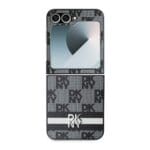 DKNY PU Leather Checkered Pattern and Stripe Black Kryt Samsung Galaxy Z Flip 6