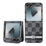 DKNY PU Leather Checkered Pattern and Stripe Black Kryt Samsung Galaxy Z Flip 6