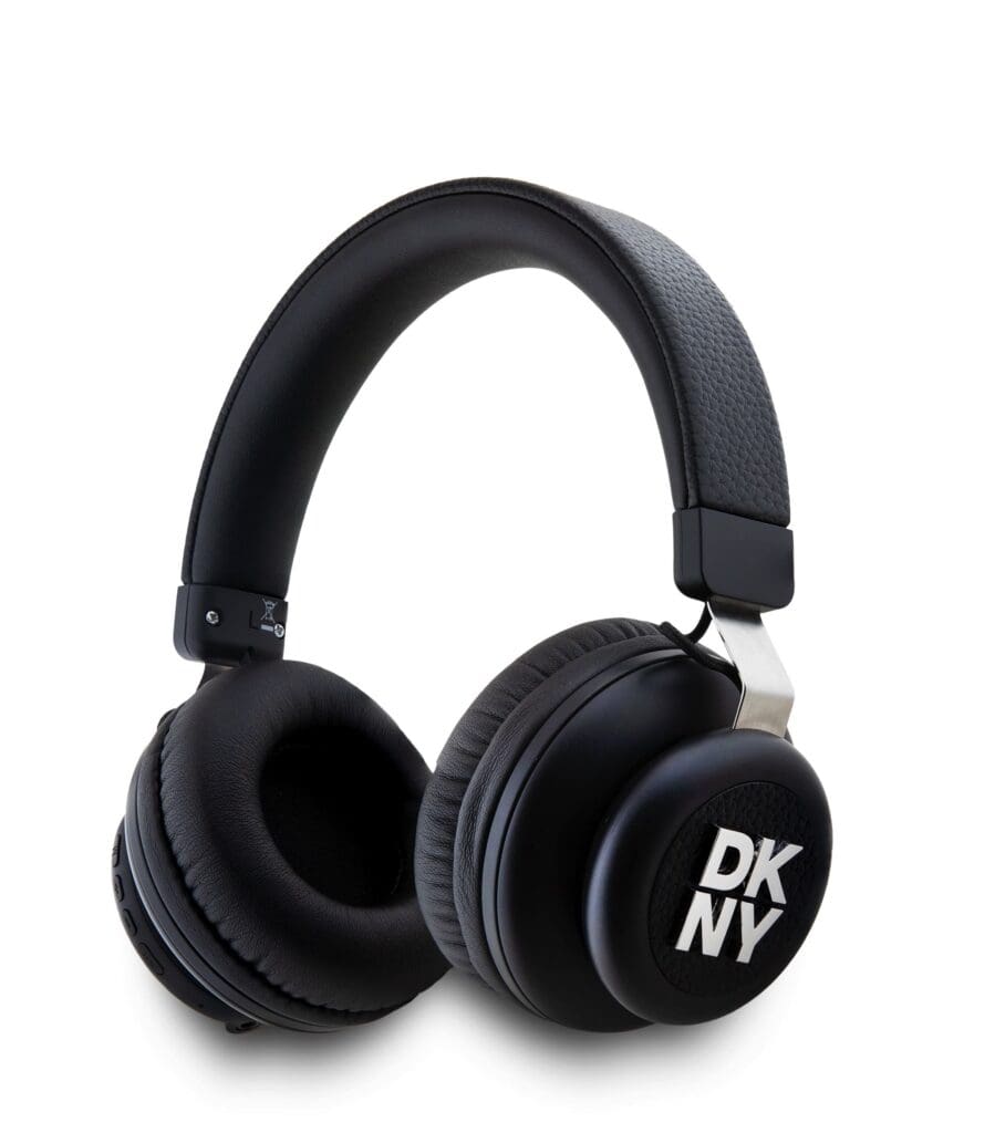 DKNY PU Leather Stack Logo Wireless Headphones Black