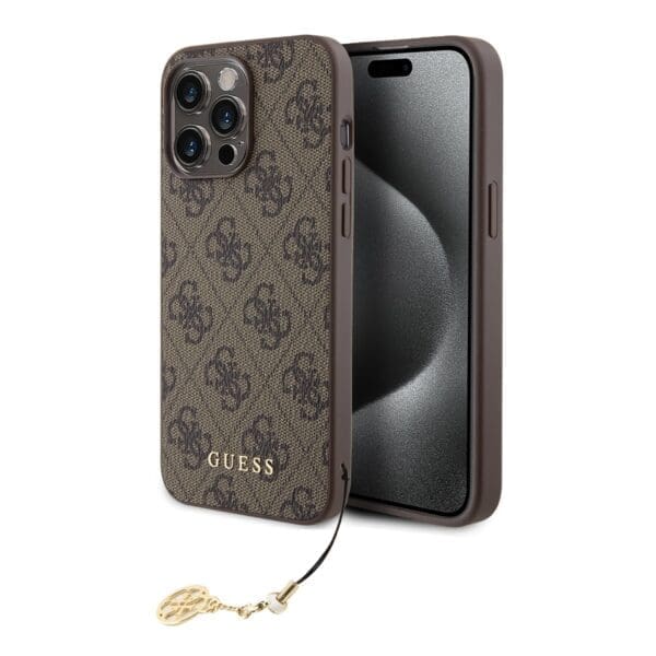 Guess 4G Charm Tone on Tone Brown Kryt iPhone 15 Pro Max