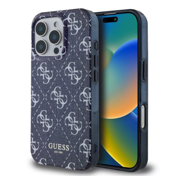 Guess IML Denim Effect MagSafe Dark Blue Kryt iPhone 16 Pro Max