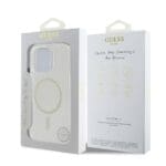 Guess IML Glitter Ring MagSafe Transparent Kryt iPhone 16 Pro