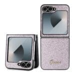 Guess PC/TPU Glitter Flakes Metal Logo Pink Kryt Samsung Galaxy Z Flip 6