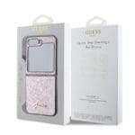 Guess PC/TPU Glitter Flakes Metal Logo Pink Kryt Samsung Galaxy Z Flip 6