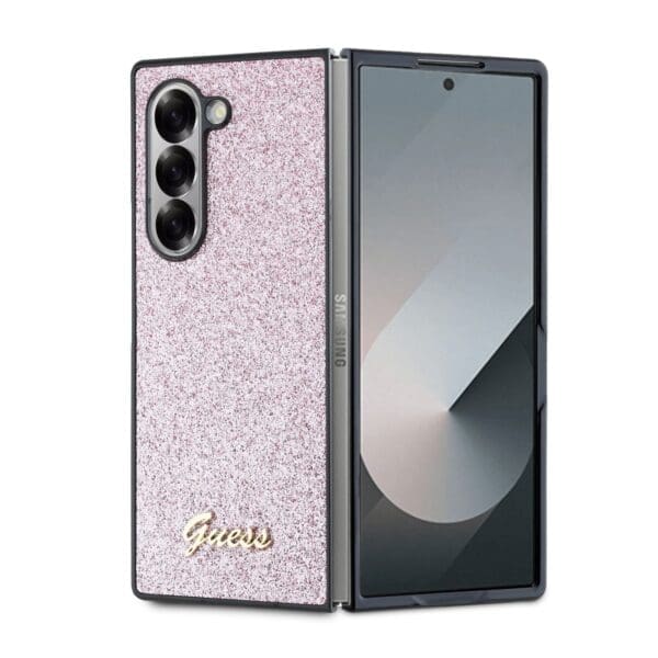 Guess PC/TPU Glitter Flakes Metal Logo Pink Kryt Samsung Galaxy Z Fold 6