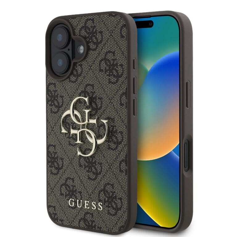 Guess PU 4G Metal Logo Brown Kryt iPhone 16