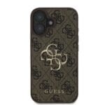 Guess PU 4G Metal Logo Brown Kryt iPhone 16 Plus