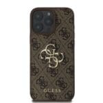 Guess PU 4G Metal Logo Brown Kryt iPhone 16 Pro