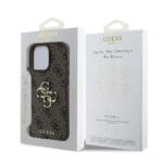Guess PU 4G Metal Logo Brown Kryt iPhone 16 Pro