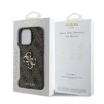 Guess PU 4G Metal Logo Brown Kryt iPhone 16 Pro Max