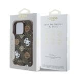 Guess PU 4G Peony MagSafe Brown Kryt iPhone 16 Pro