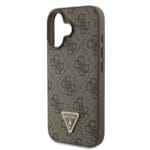 Guess PU 4G Strass Triangle Metal Logo Brown Kryt iPhone 16