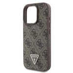 Guess PU 4G Strass Triangle Metal Logo + Crossbody Brown Kryt iPhone 16 Pro