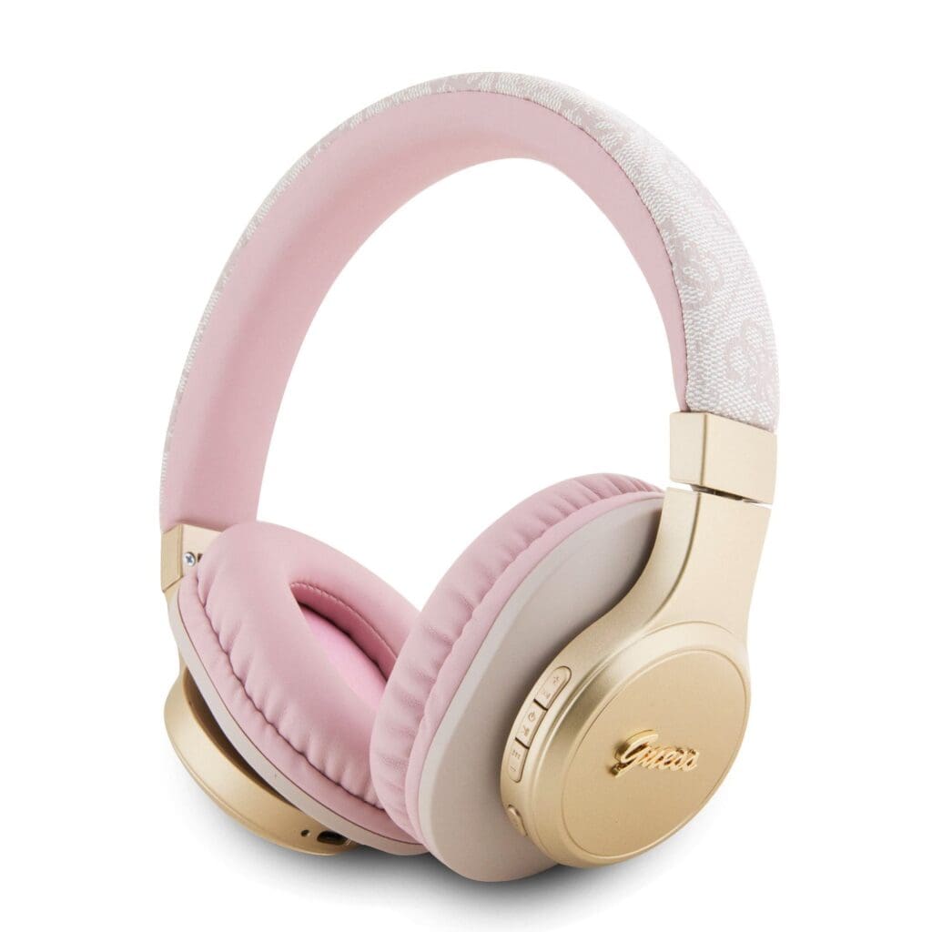 Guess PU Leather 4G Script Logo Wireless Headphones Pink