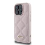 Guess PU Leather Quilted Pink Kryt iPhone 16 Pro