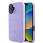 Guess Saffiano Peony Stamp MagSafe Purple Kryt iPhone 16