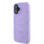Guess Saffiano Peony Stamp MagSafe Purple Kryt iPhone 16