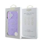 Guess Saffiano Peony Stamp MagSafe Purple Kryt iPhone 16