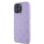Guess Saffiano Peony Stamp MagSafe Purple Kryt iPhone 16 Pro Max