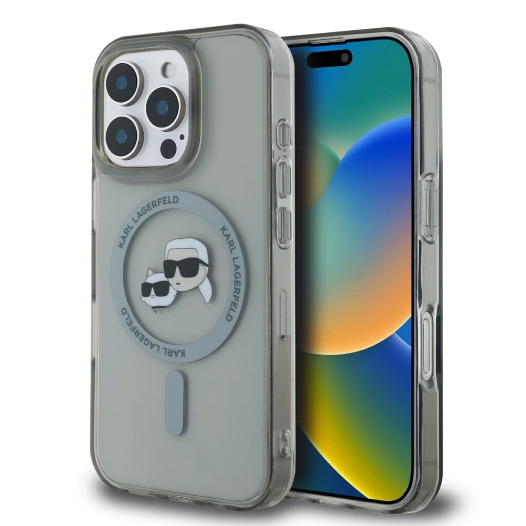 Karl Lagerfeld IML K&CH Heads Metal Frame MagSafe Black Kryt iPhone 16 Pro