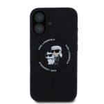 Karl Lagerfeld Liquid Silicone Karl and Choupette MagSafe Black Kryt iPhone 16 Plus