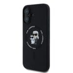 Karl Lagerfeld Liquid Silicone Karl and Choupette MagSafe Black Kryt iPhone 16 Plus