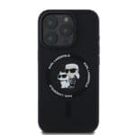 Karl Lagerfeld Liquid Silicone Karl and Choupette MagSafe Black Kryt iPhone 16 Pro Max