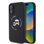 Karl Lagerfeld Liquid Silicone K&CH Heads MagSafe Black Kryt iPhone 16